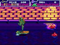 une photo d'Ã©cran de Teenage Mutant Ninja Turtles IV - Turtles In Time sur Nintendo Super Nes
